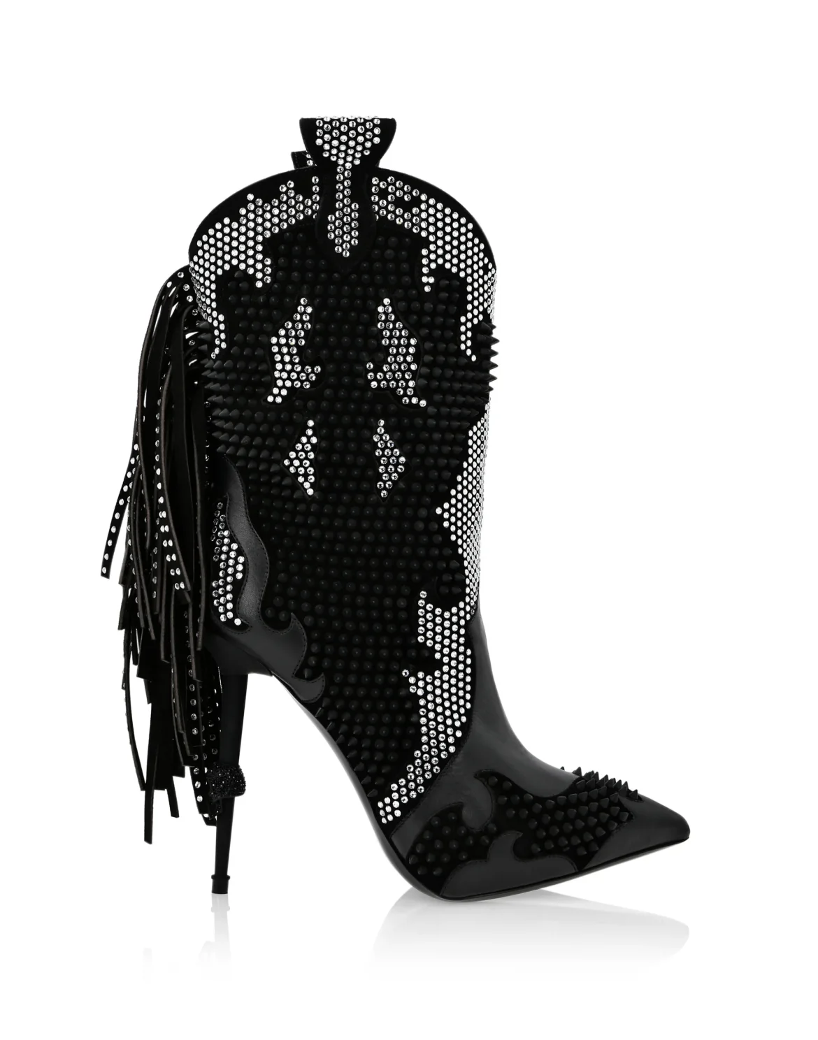 Leather Boots Lo-Heels High Cowboy, цвет: Черный