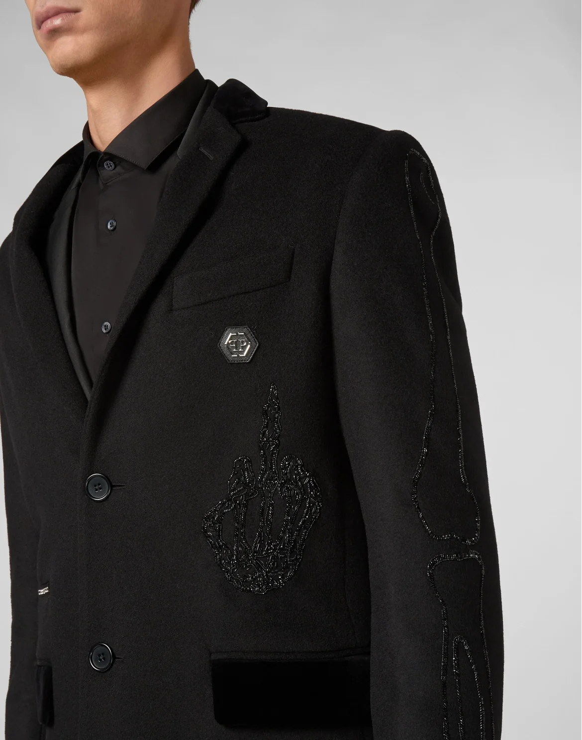 Coat Long Skeleton, цвет: Черный