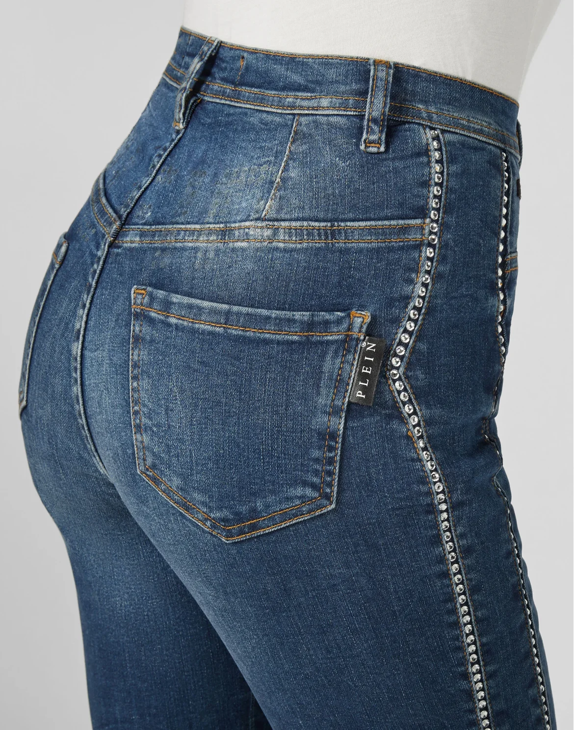 Super High Waist Jegging Rock logo Crystal, цвет: Синий