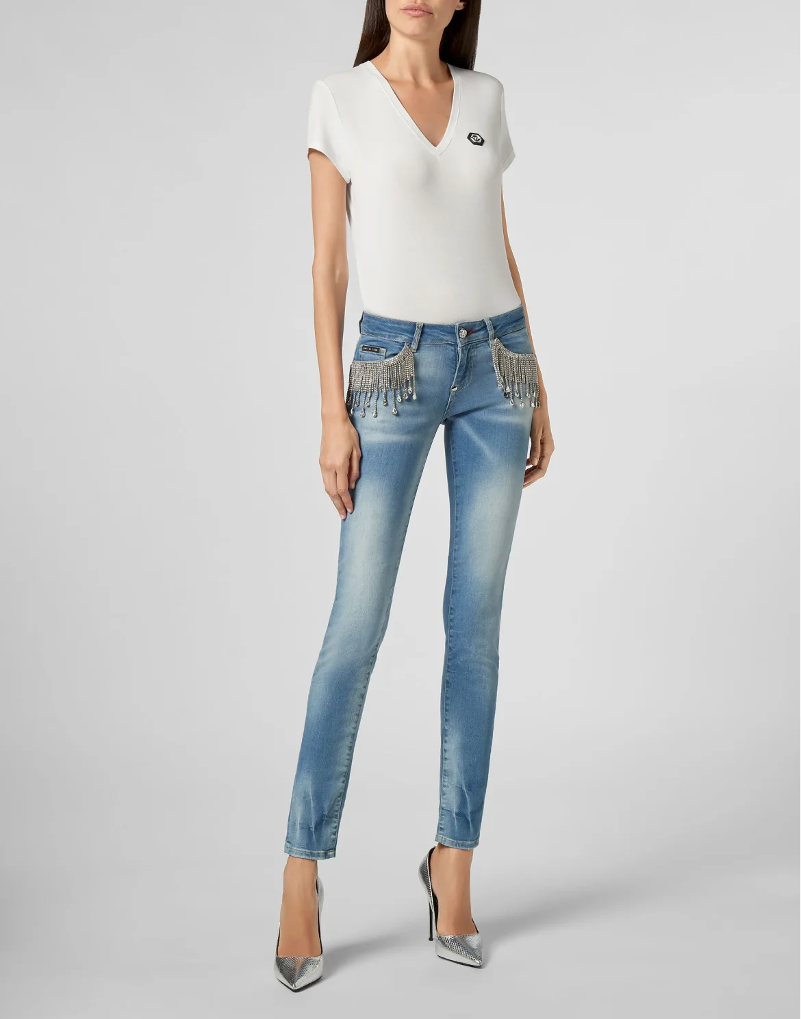 Slim Fit Fringe, цвет: Голубой