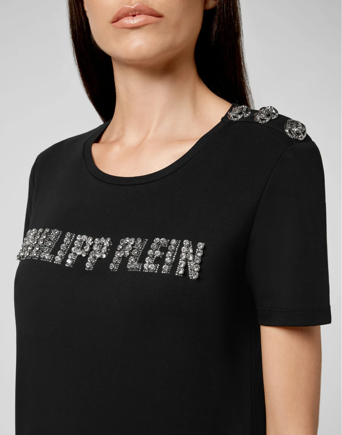 T-shirt Round Neck SS Crystal Plein, цвет: Черный