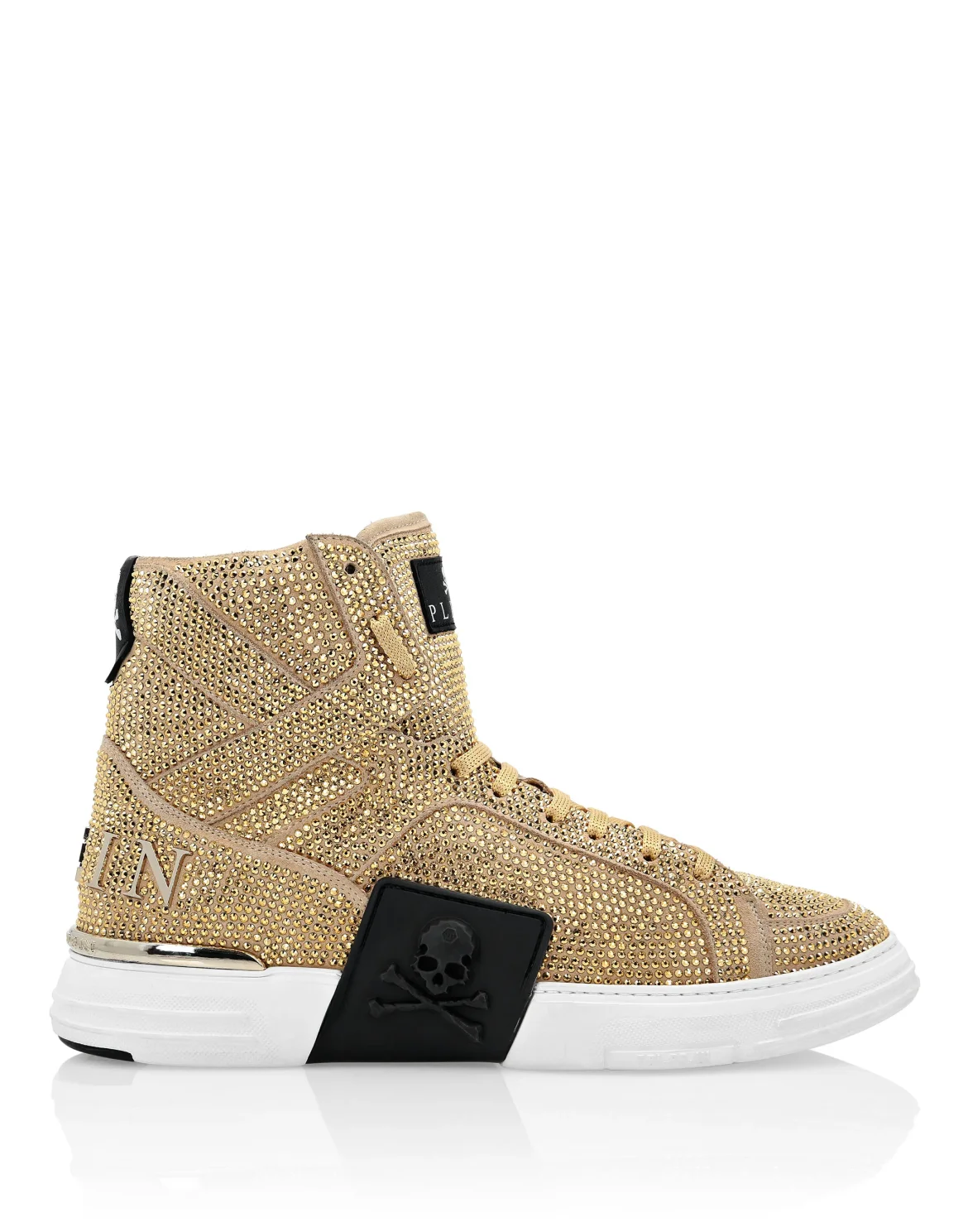 HI-TOP SNEAKERS MONEY KICK$ SUEDE GOLD SKULL, цвет: Золотой