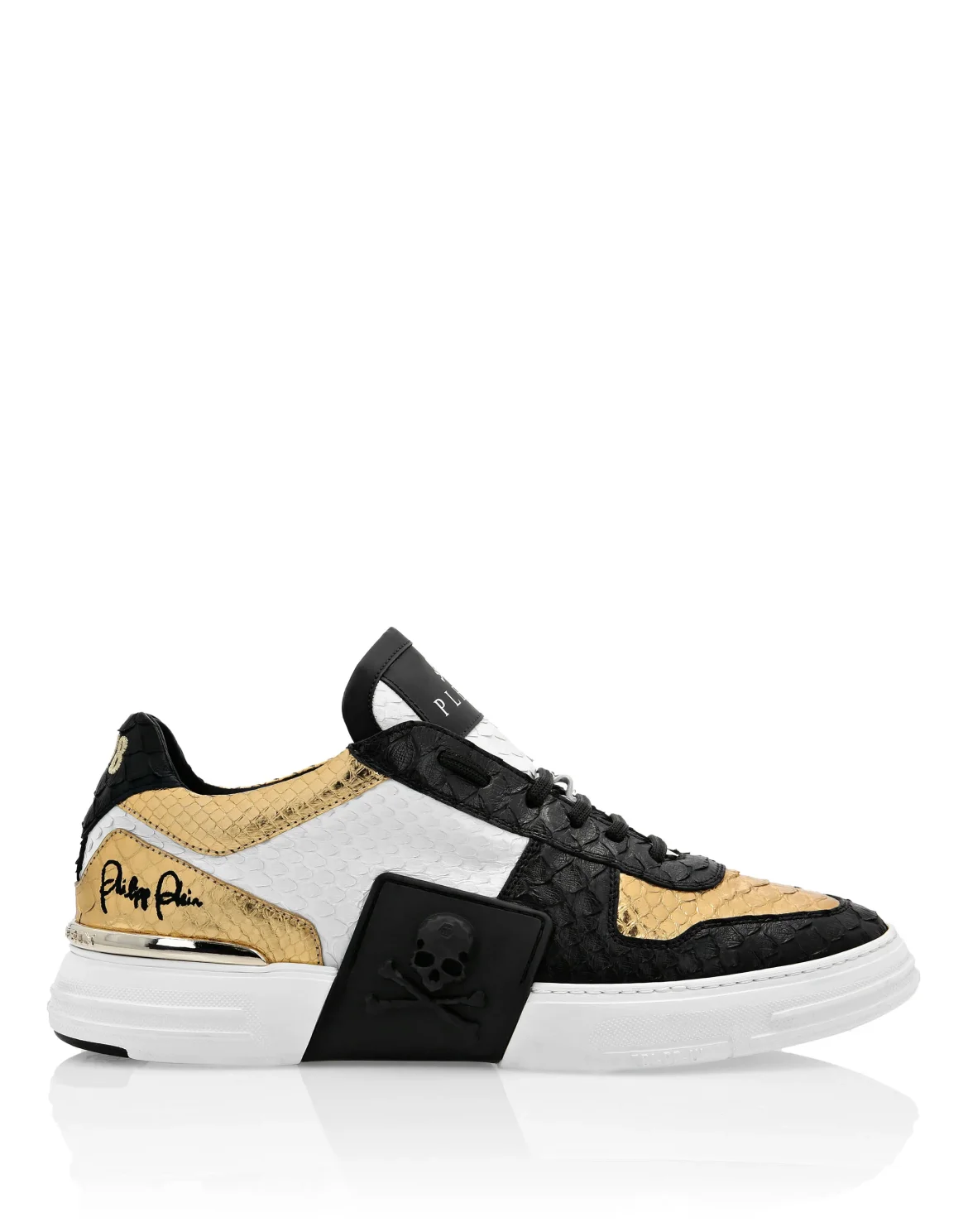 LO-TOP SNEAKERS PHANTOM KICK$ PYTHON GOLD SKULL, цвет: Черный