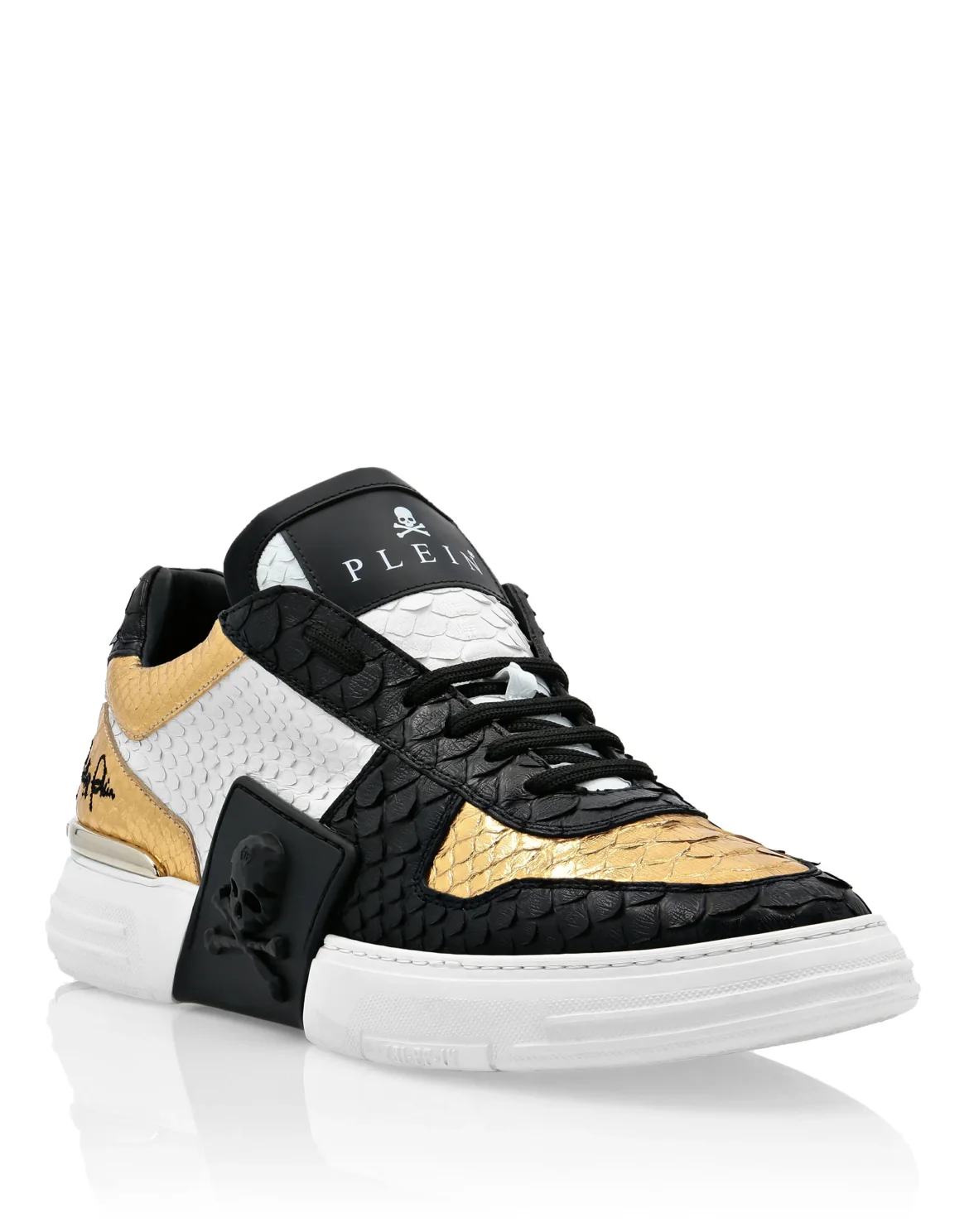 LO-TOP SNEAKERS PHANTOM KICK$ PYTHON GOLD SKULL, цвет: Черный