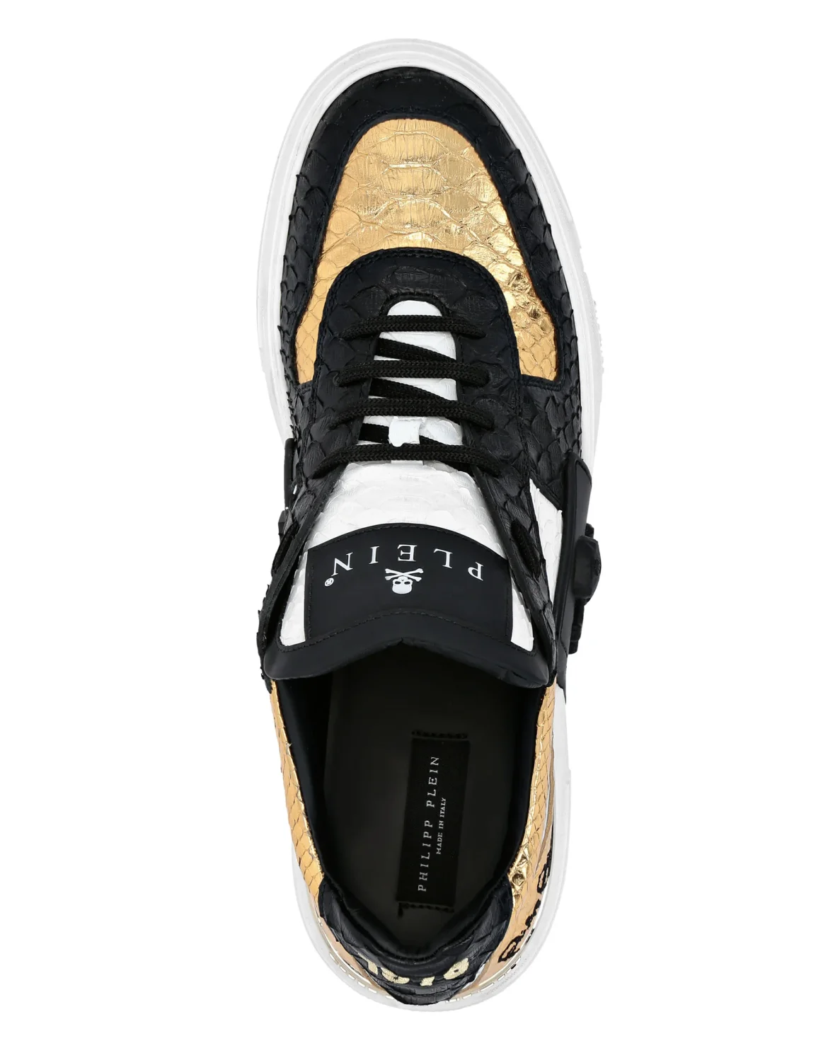 LO-TOP SNEAKERS PHANTOM KICK$ PYTHON GOLD SKULL, цвет: Черный