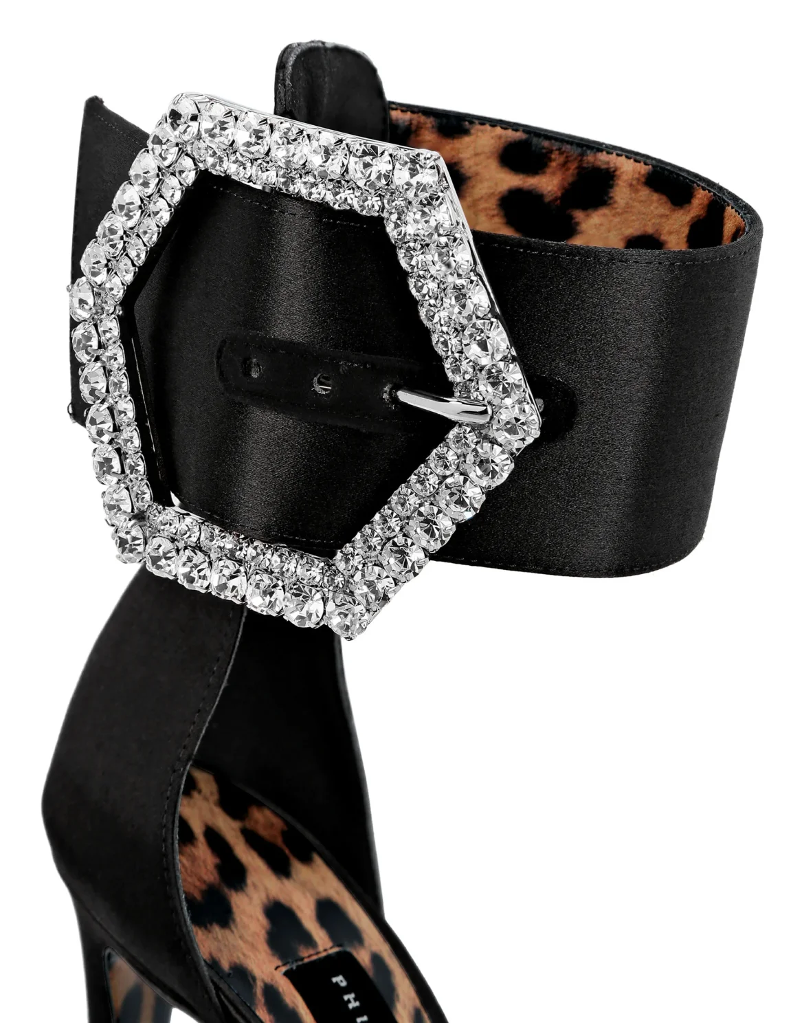 Satin Open Toe Hi-Heels Iconic Plein, цвет: Черный