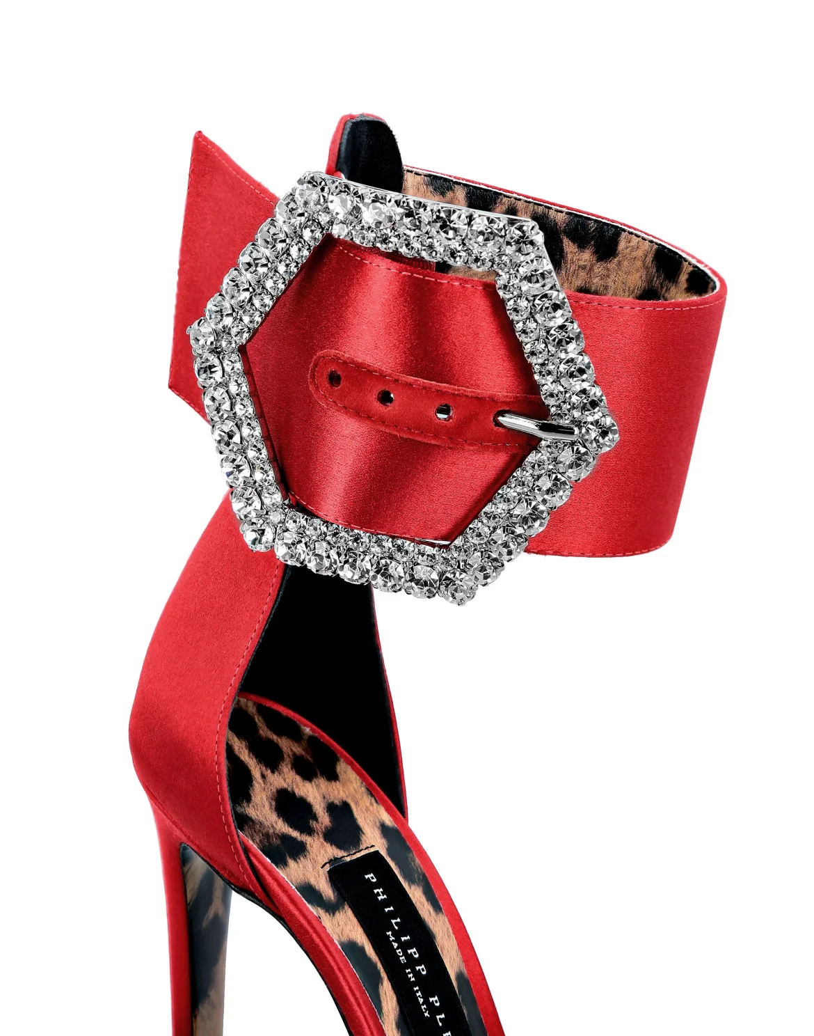 Satin Open Toe Hi-Heels Iconic Plein, цвет: Красный