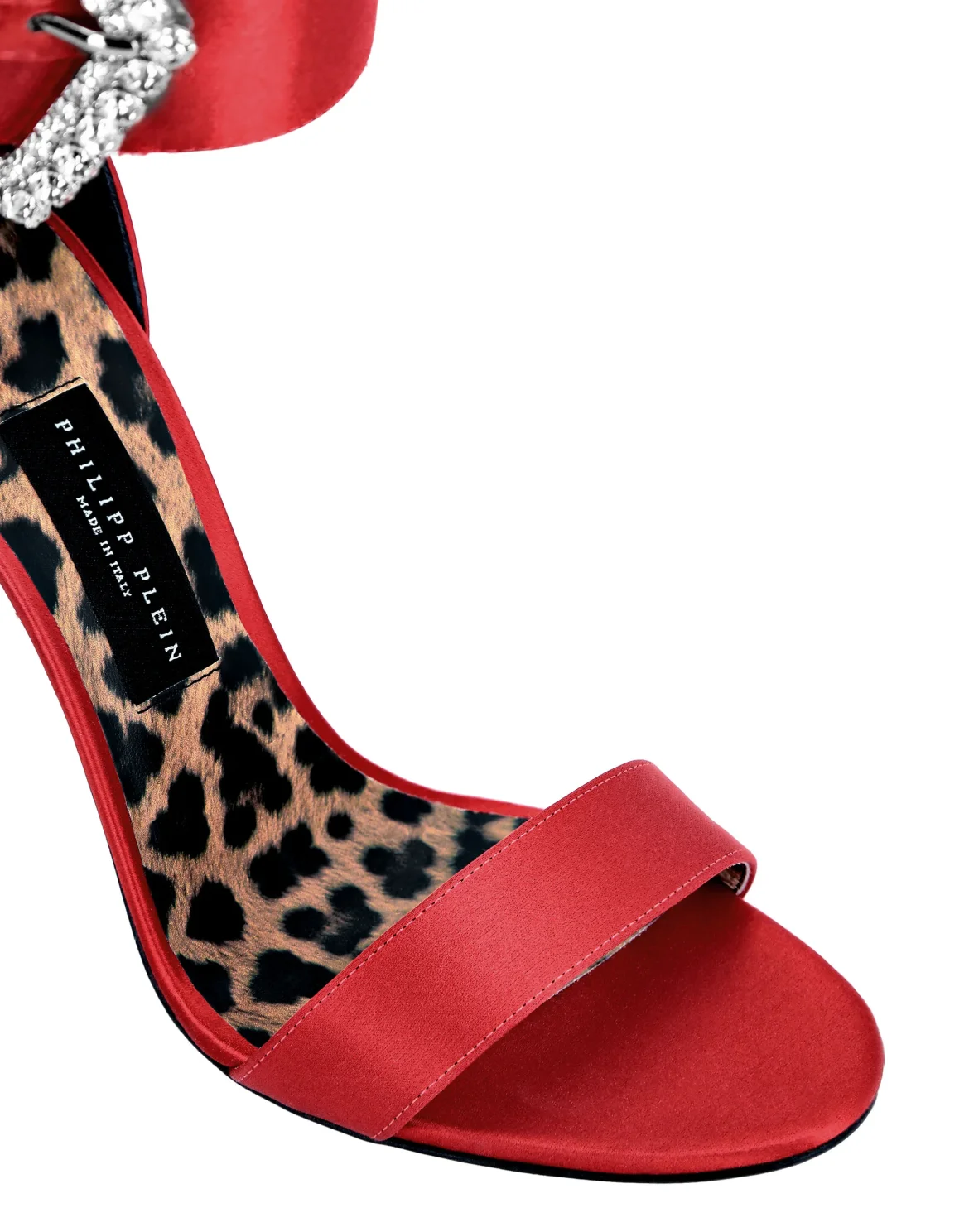 Satin Open Toe Hi-Heels Iconic Plein, цвет: Красный