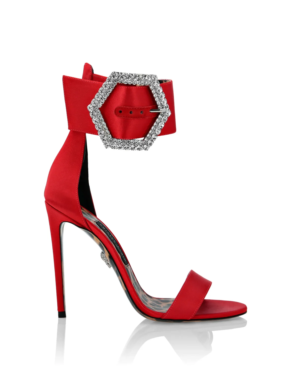 Satin Open Toe Hi-Heels Iconic Plein, цвет: Красный