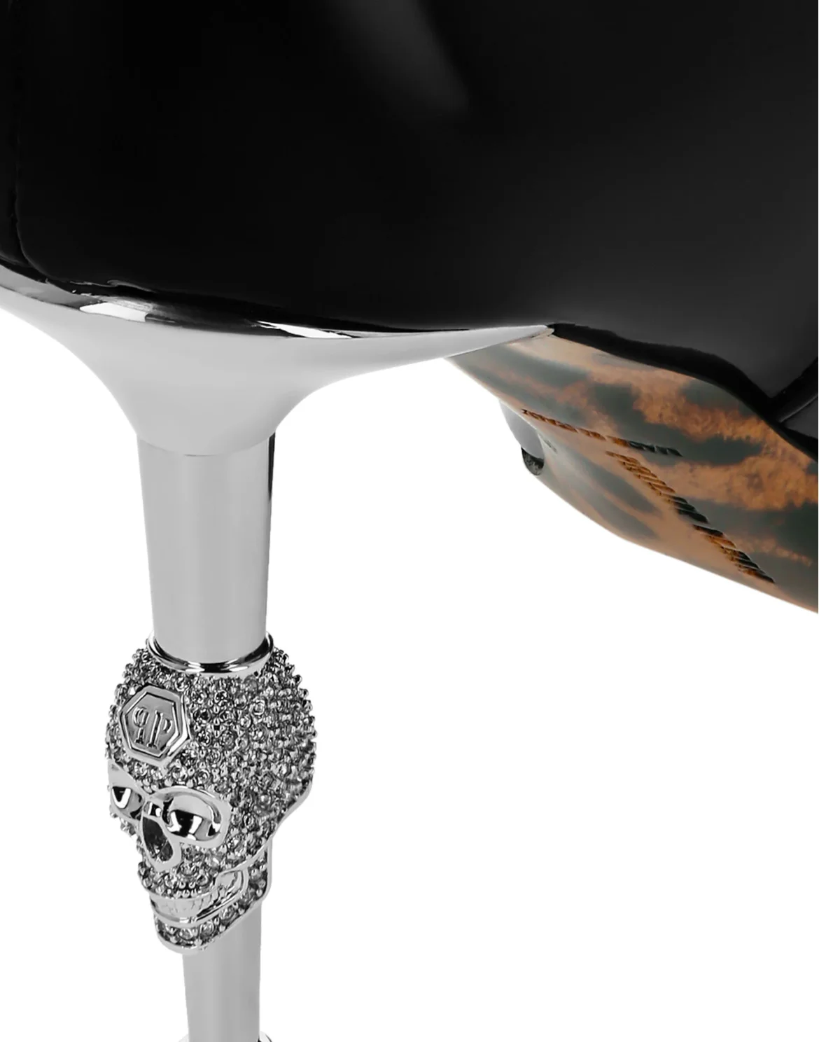 Soft Patent leather Boots Mid Heels Mid Skull, цвет: Черный