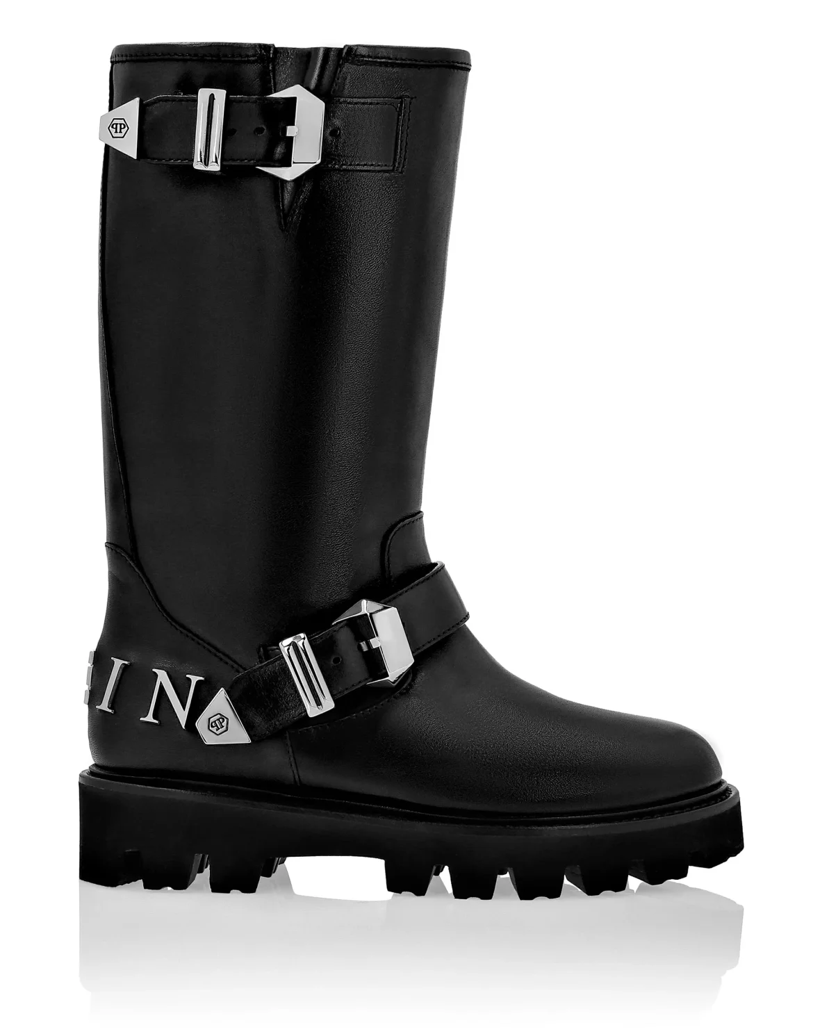 Leather Boots Mid Flat Istitutional, цвет: Черный