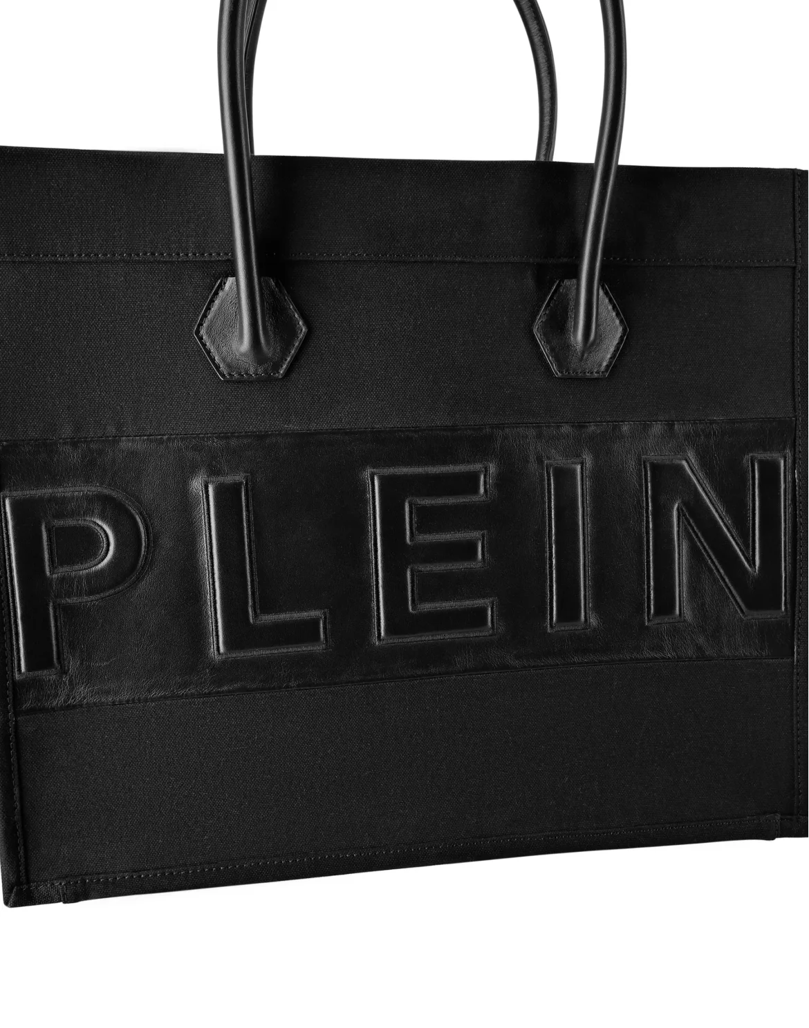 Canvas Tote Bag Leather Insert Philipp Plein TM, цвет: Черный