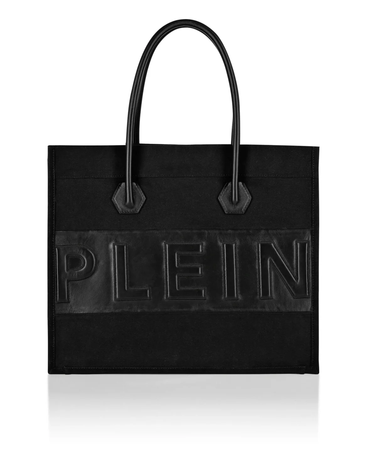 Canvas Tote Bag Leather Insert Philipp Plein TM, цвет: Черный
