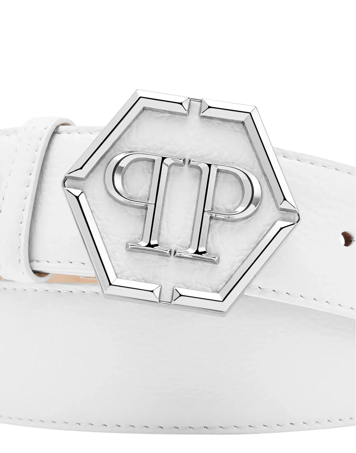 Leather Belt Hexagon, цвет: Белый