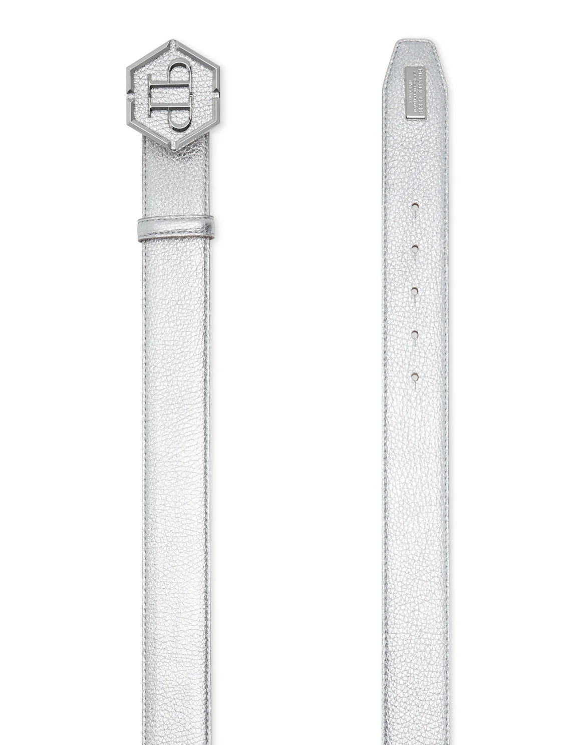 Leather Belt Hexagon, цвет: Серебристый