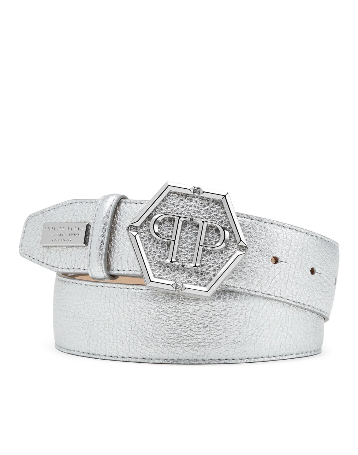 Leather Belt Hexagon, цвет: Серебристый