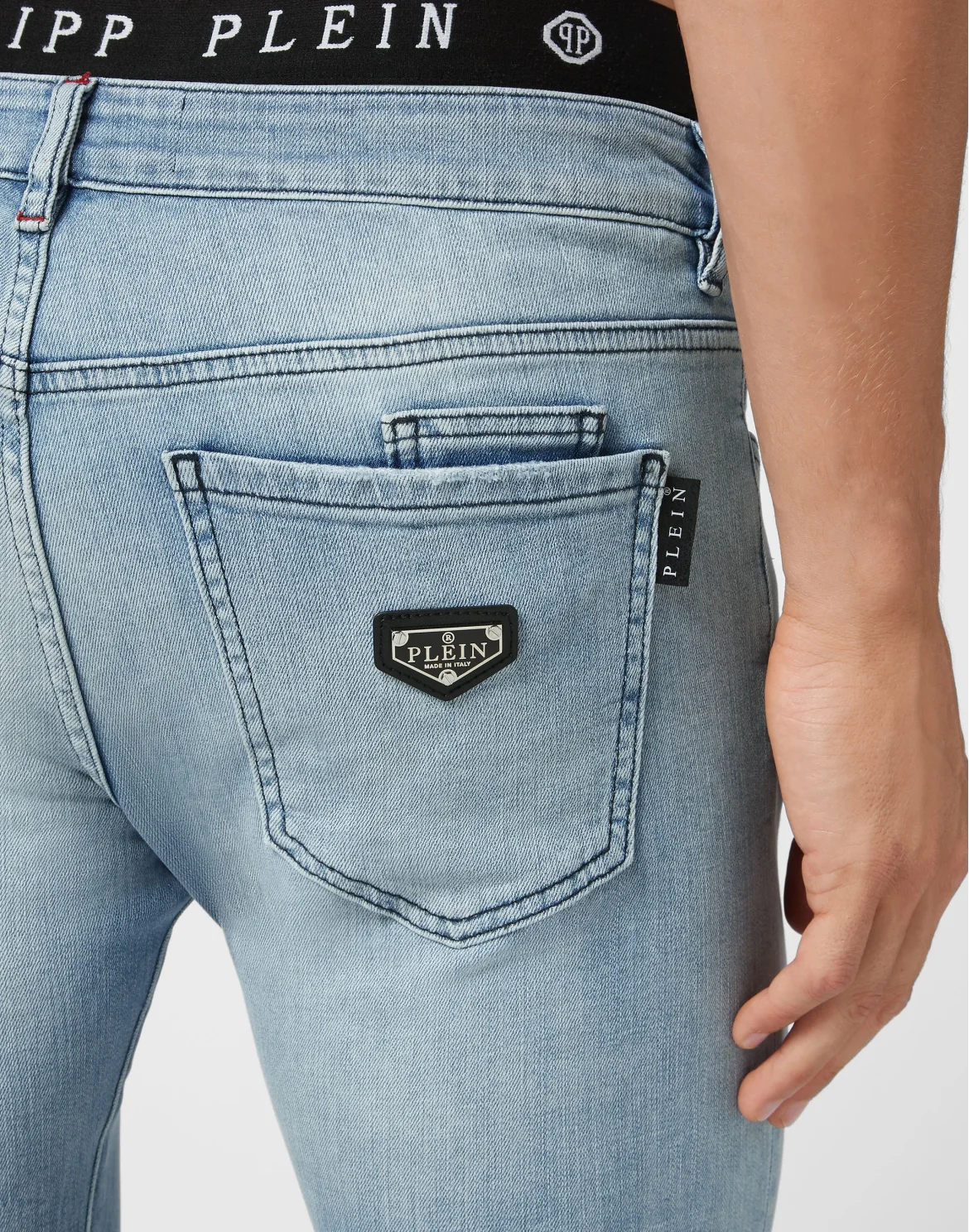 Denim Skinny Trousers fit Iconic Plein, цвет: Голубой