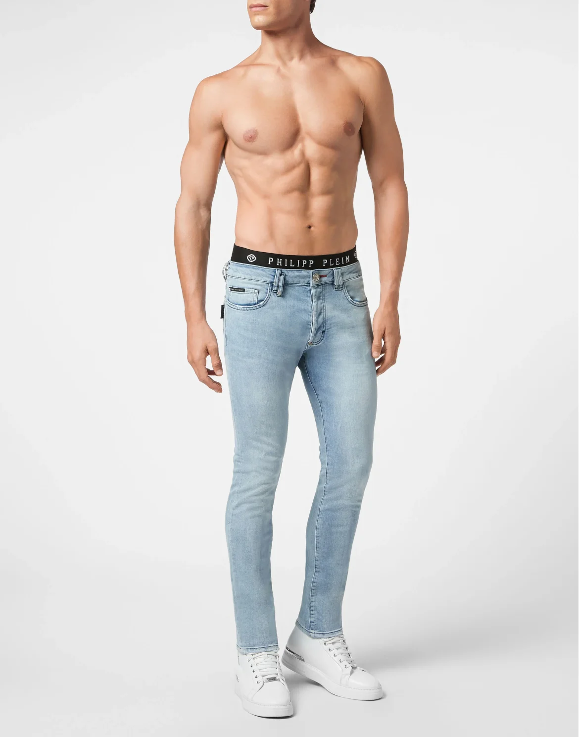 Denim Skinny Trousers fit Iconic Plein, цвет: Голубой
