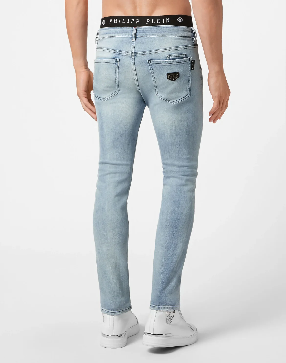 Denim Skinny Trousers fit Iconic Plein, цвет: Голубой