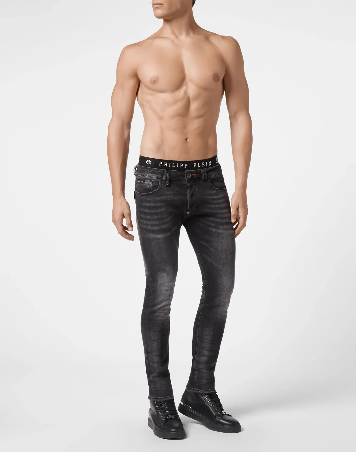 Denim Skinny Trousers fit Iconic Plein, цвет: Черный