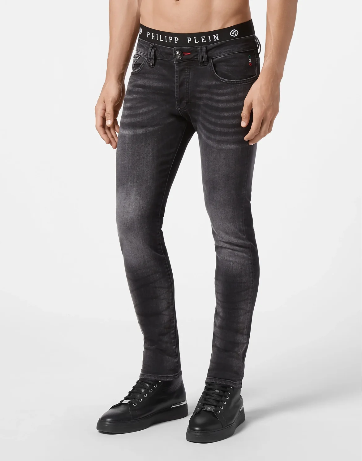 Denim Skinny Trousers fit Iconic Plein, цвет: Черный