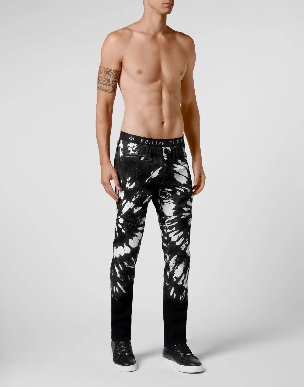 Denim Trousers Super Straight Cut Tie dye, цвет: Черный