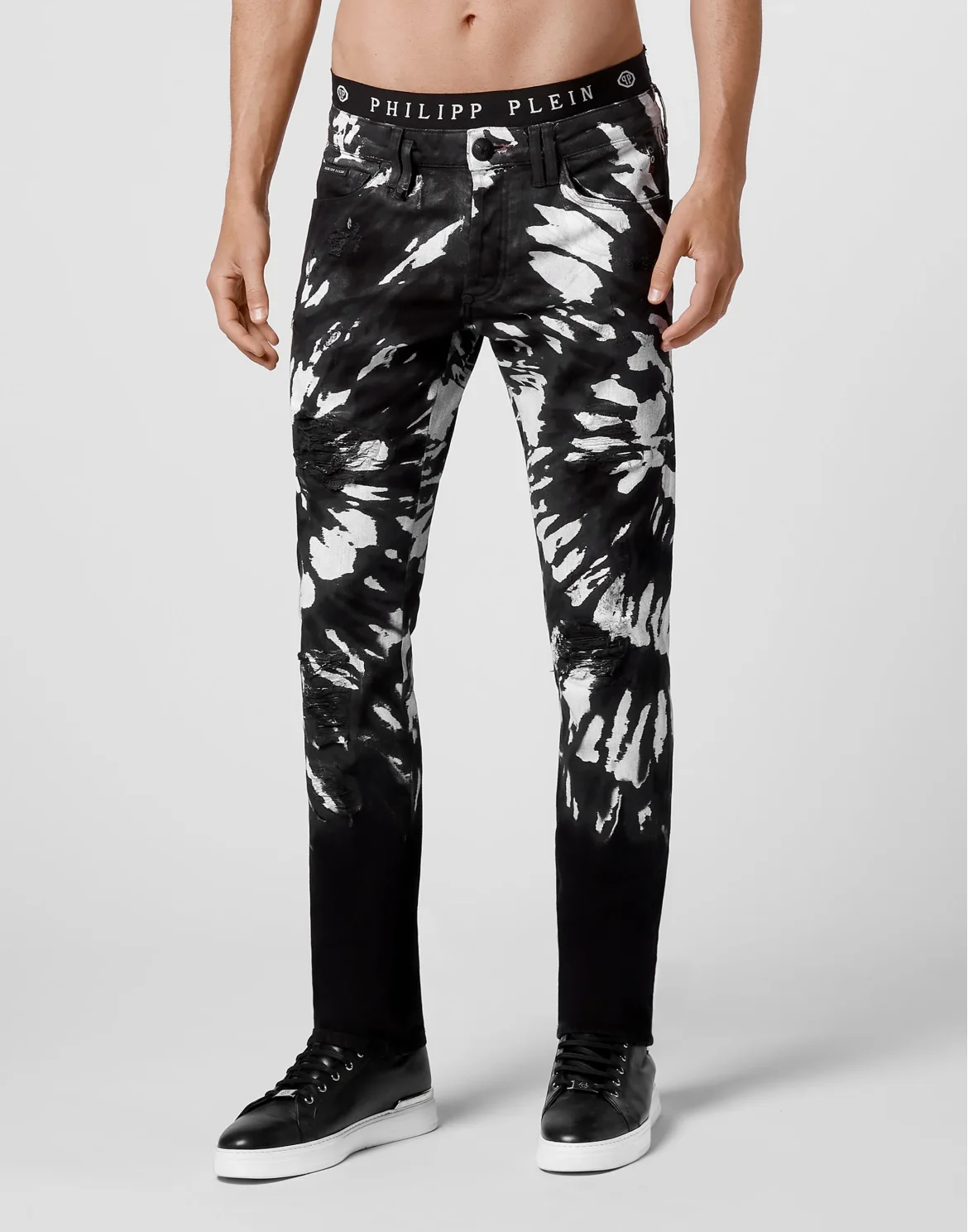 Denim Trousers Super Straight Cut Tie dye, цвет: Черный