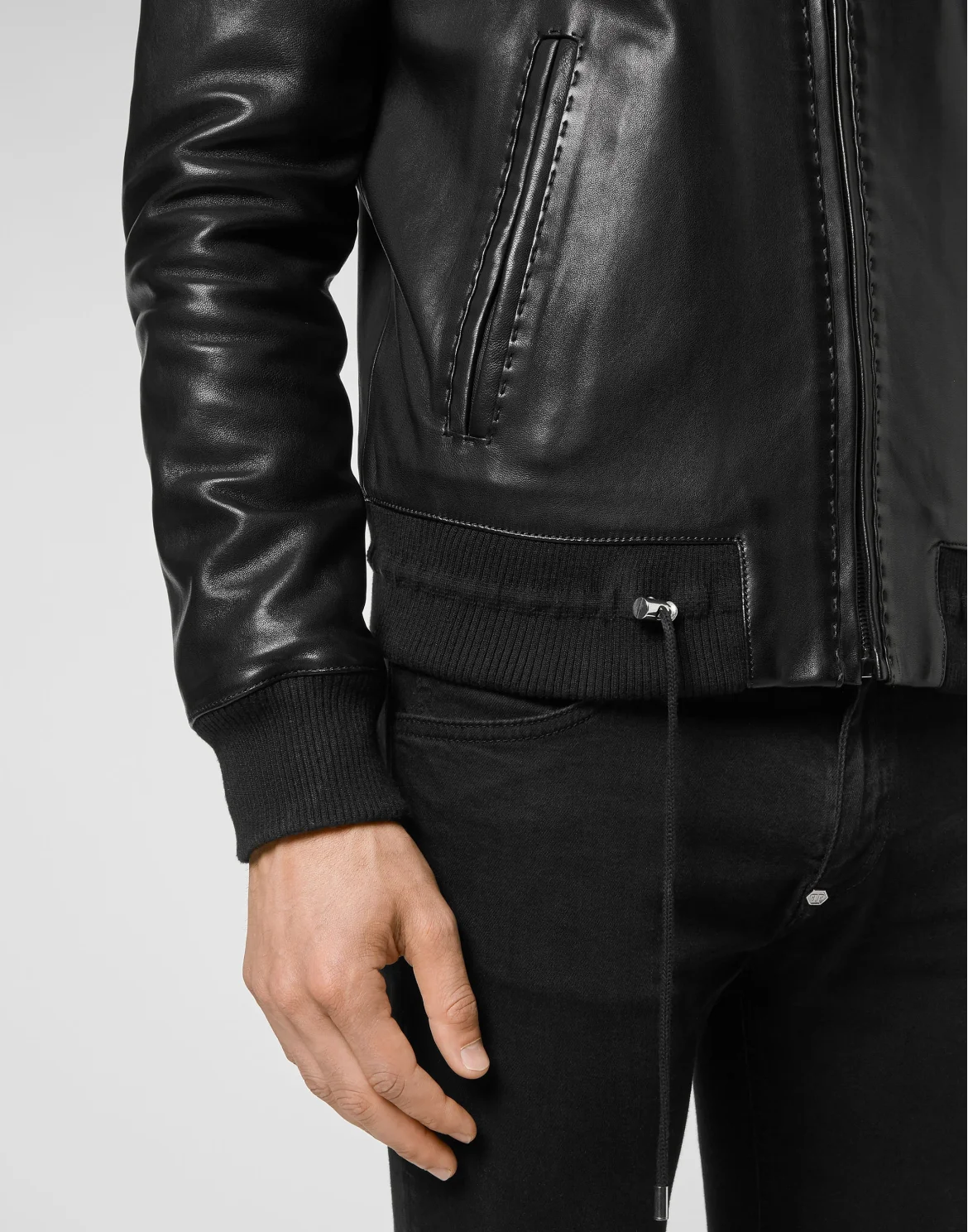 Lambskin hand stitch Bomber  Iconic Plein, цвет: Черный