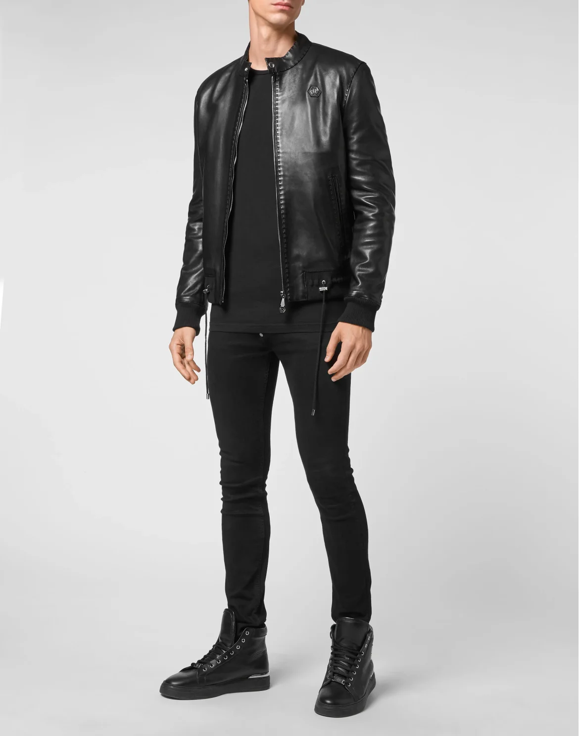 Lambskin hand stitch Bomber  Iconic Plein, цвет: Черный
