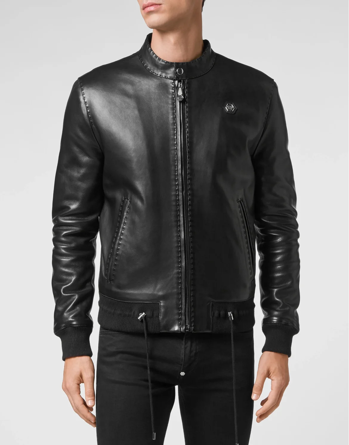Lambskin hand stitch Bomber  Iconic Plein, цвет: Черный