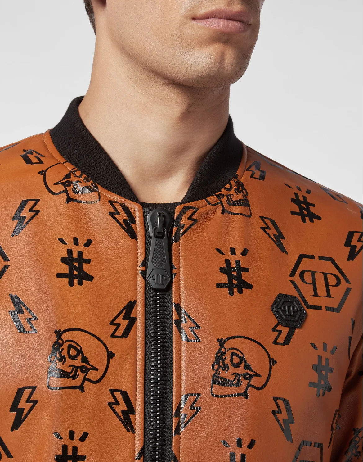 Leather Bomber print Monogram, цвет: Коричневый