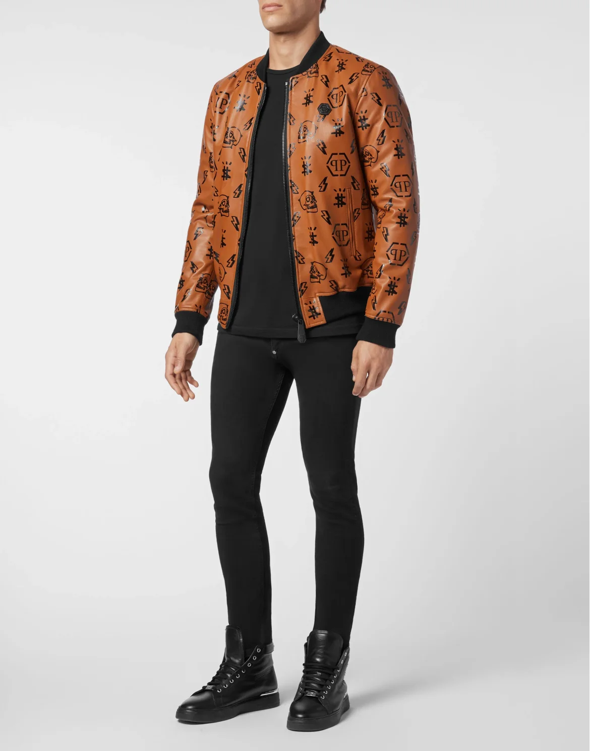 Leather Bomber print Monogram, цвет: Коричневый
