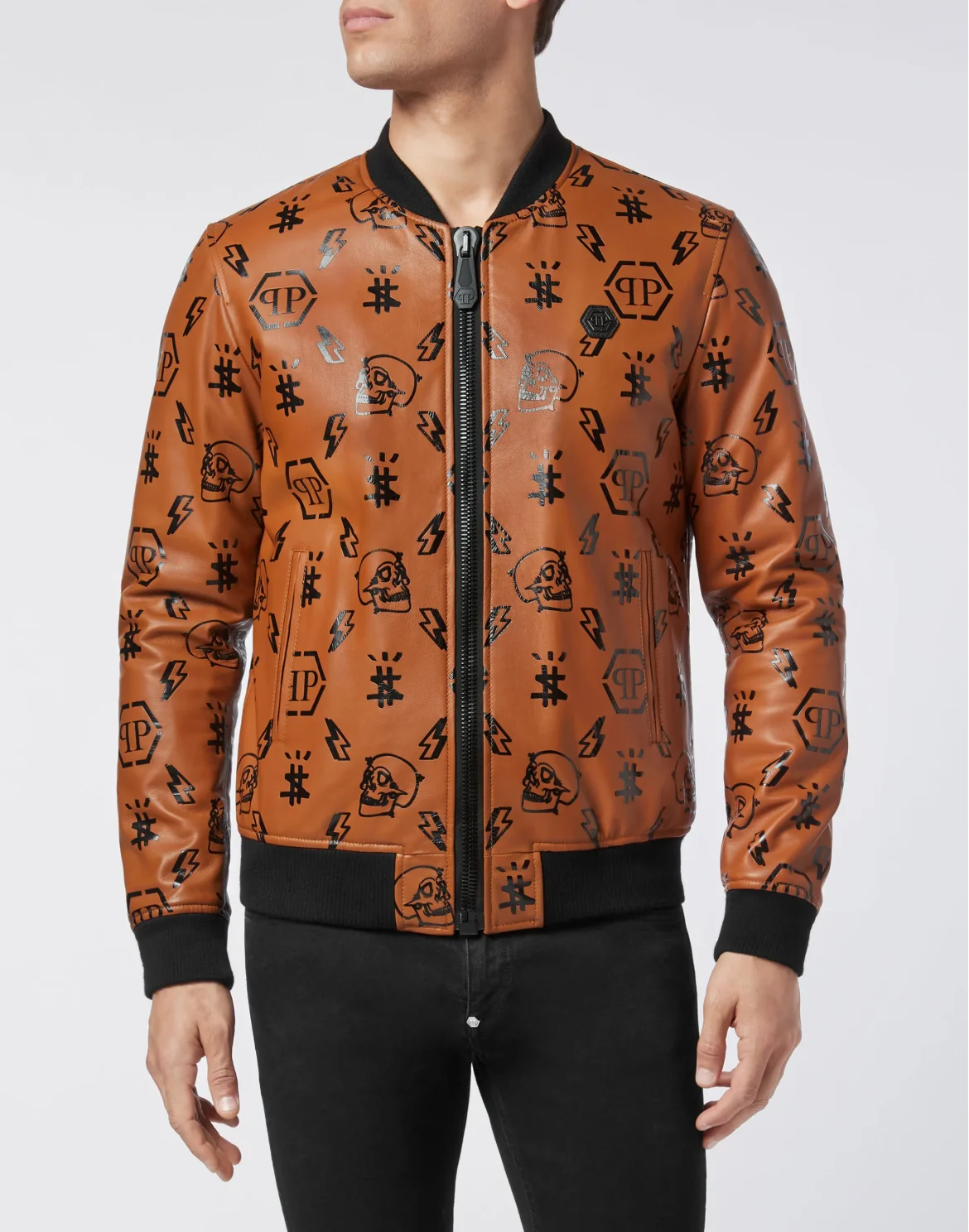 Leather Bomber print Monogram, цвет: Коричневый