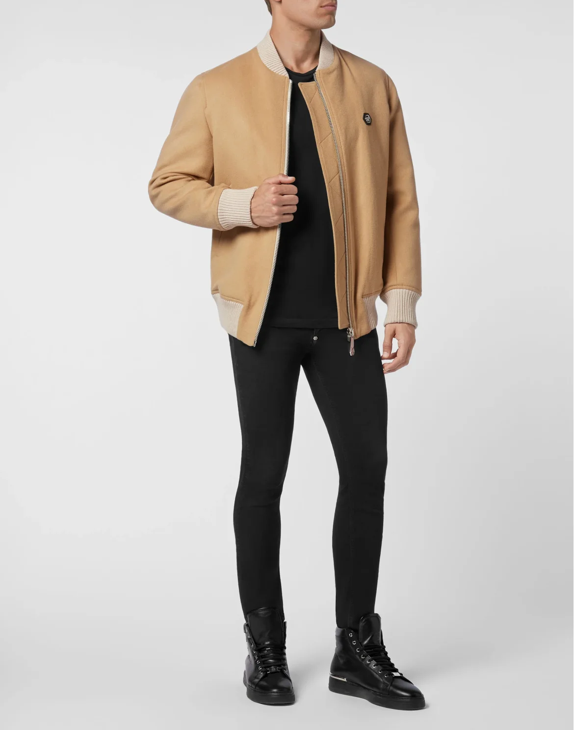 Cashmere 10 Bomber embroidery Iconic Plein, цвет: Бежевый