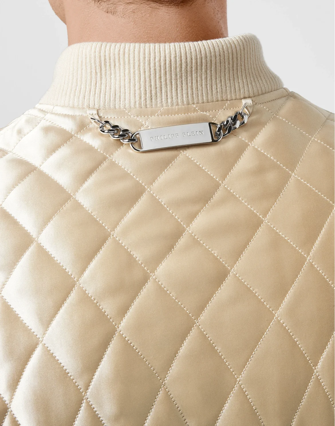 Quilted Nylon Bomber Iconic Plein, цвет: Бежевый