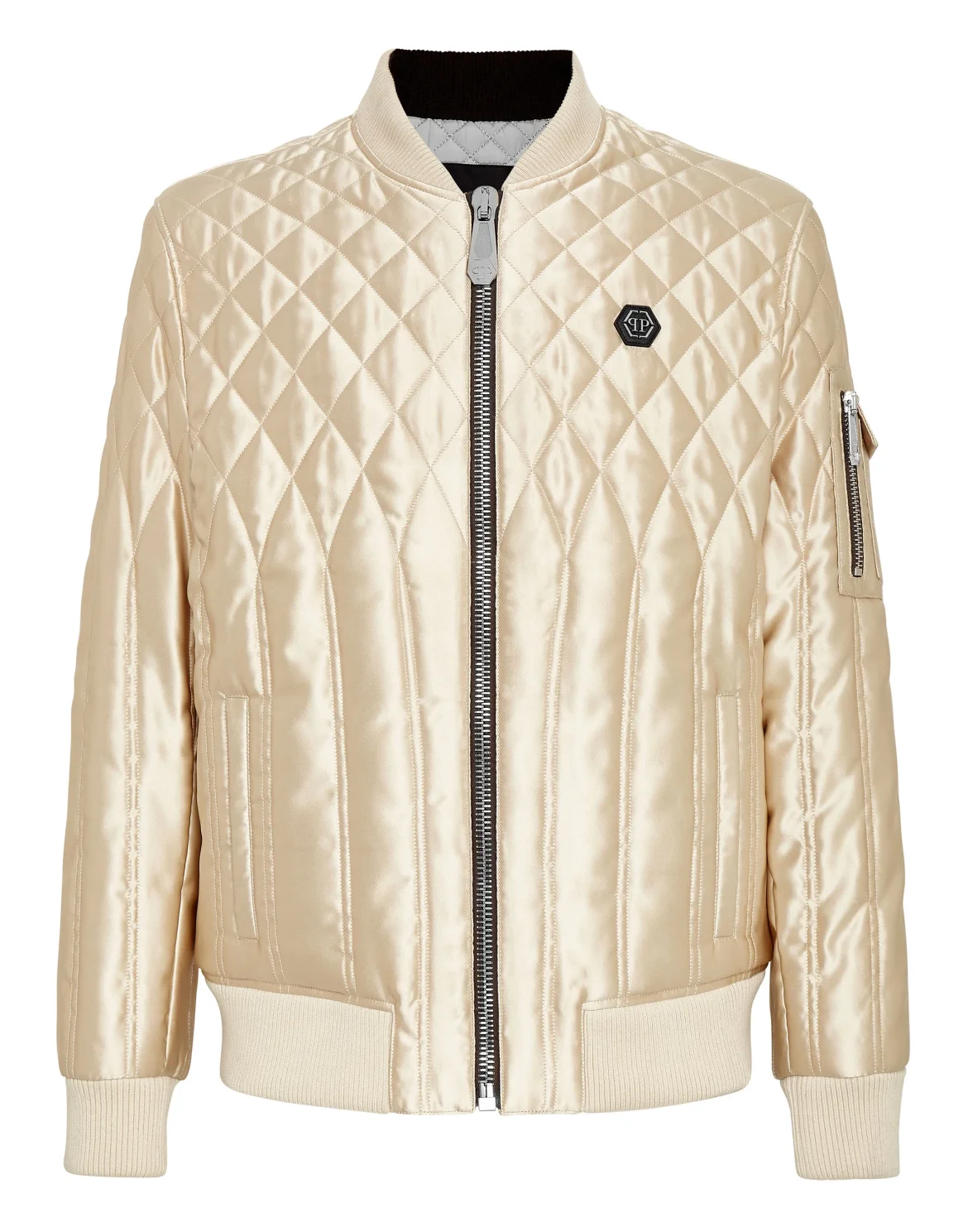 Quilted Nylon Bomber Iconic Plein, цвет: Бежевый