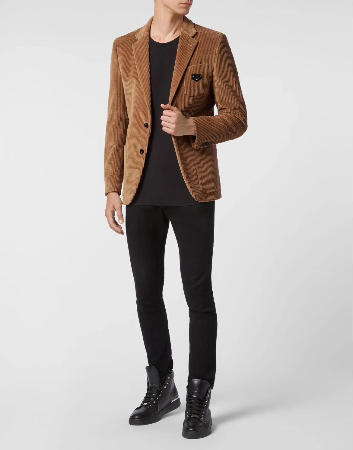 Corduroy Blazer Gigolò Fit Iconic Plein, цвет: Бежевый