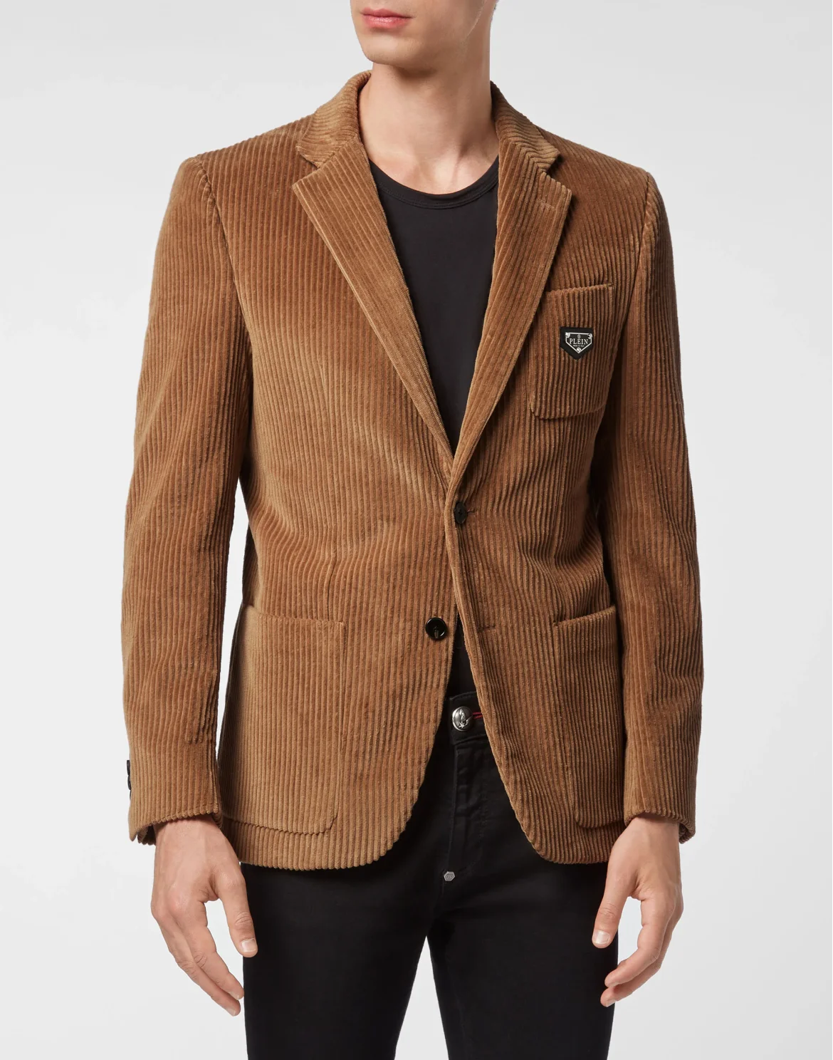 Corduroy Blazer Gigolò Fit Iconic Plein, цвет: Бежевый
