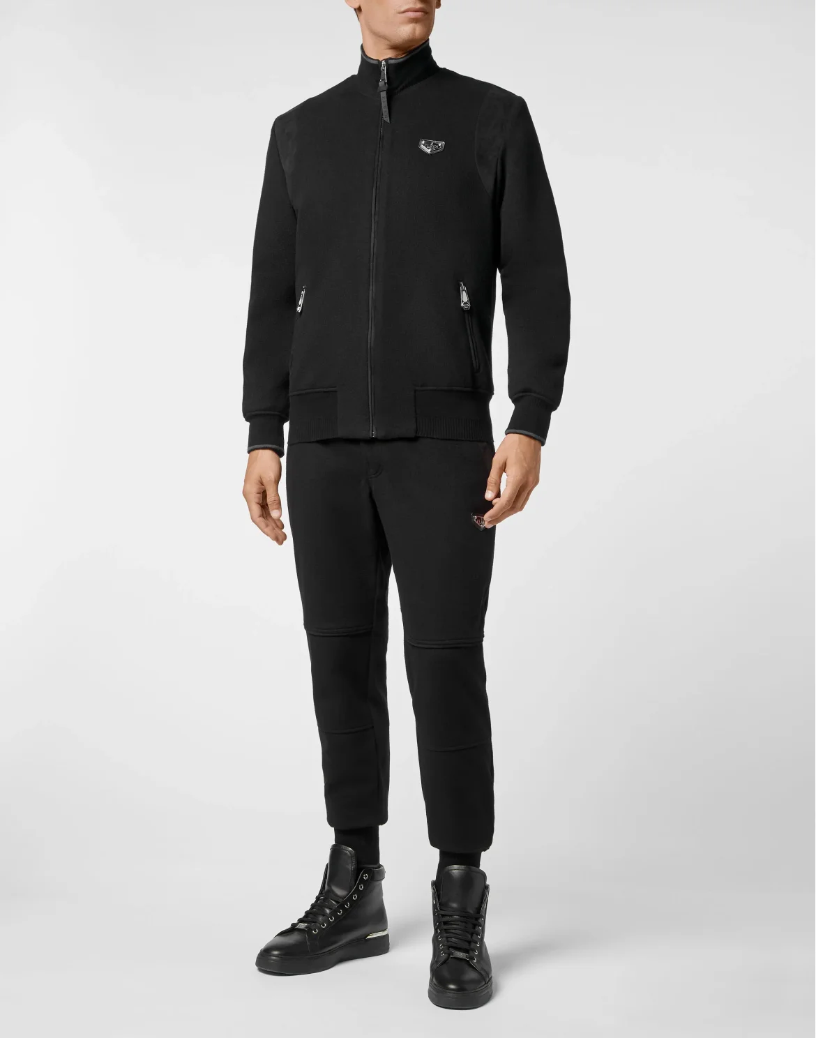 Cashmere 10 Jacket/Trousers suede insert Iconic Plein, цвет: Черный