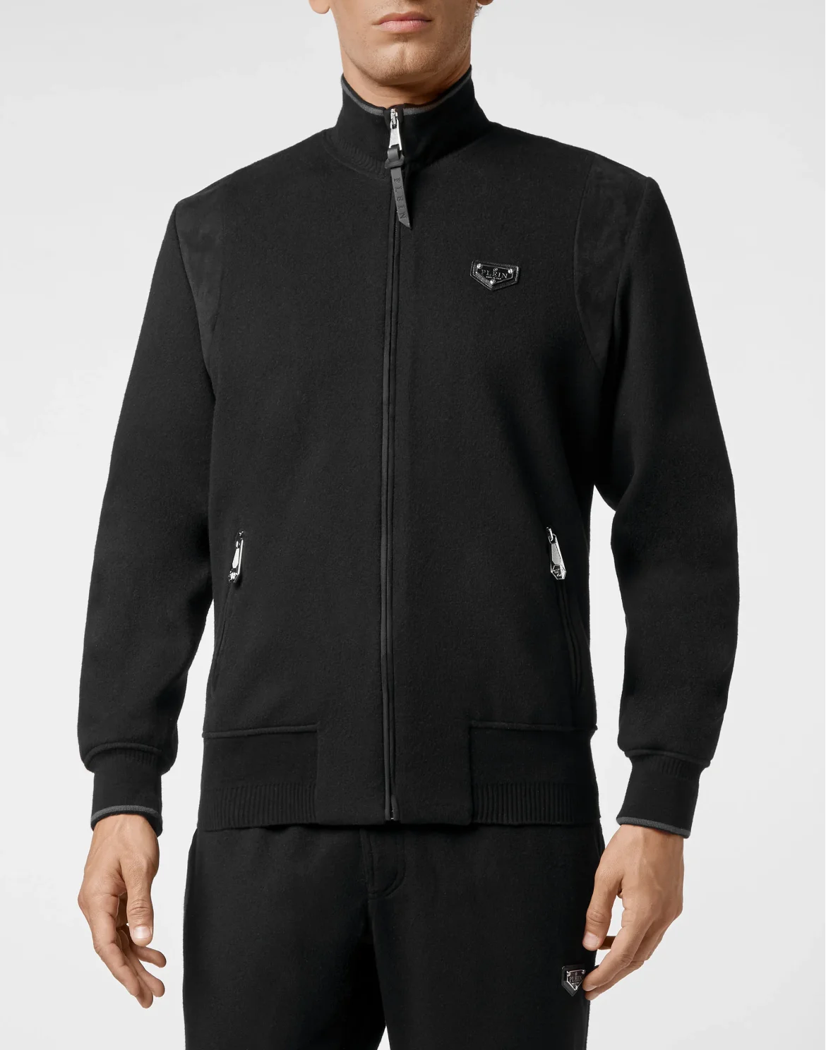 Cashmere 10 Jacket/Trousers suede insert Iconic Plein, цвет: Черный