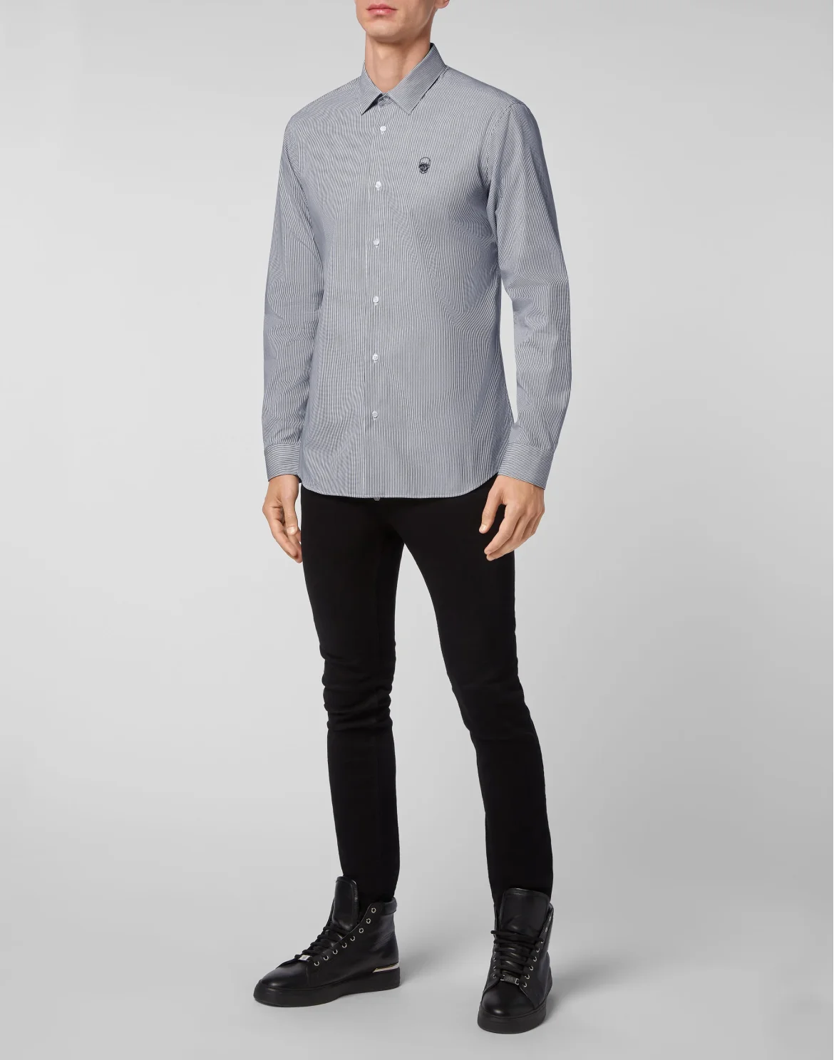 Shirt Playboy Fit Pinstripe Plein, цвет: Черный