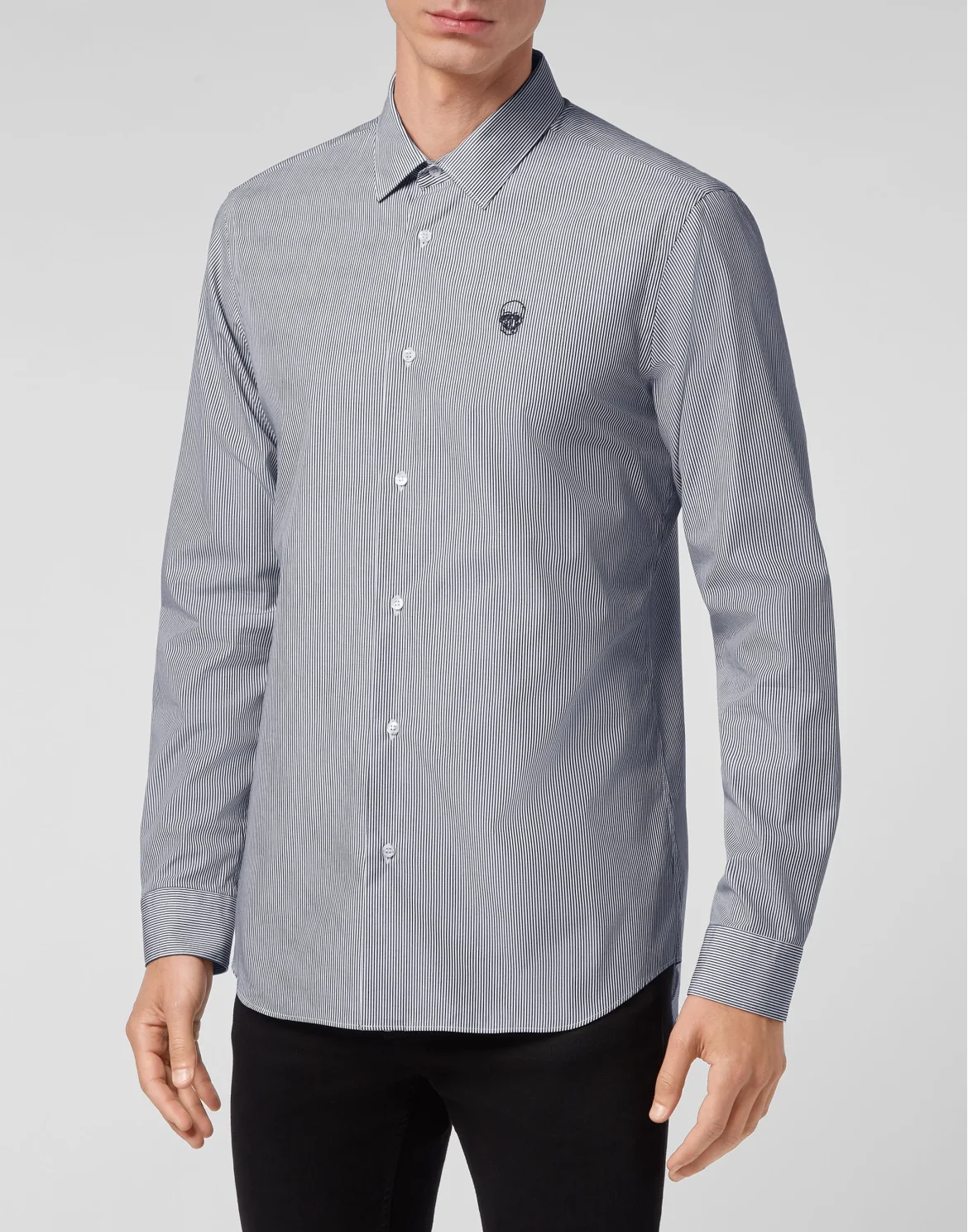 Shirt Playboy Fit Pinstripe Plein, цвет: Черный