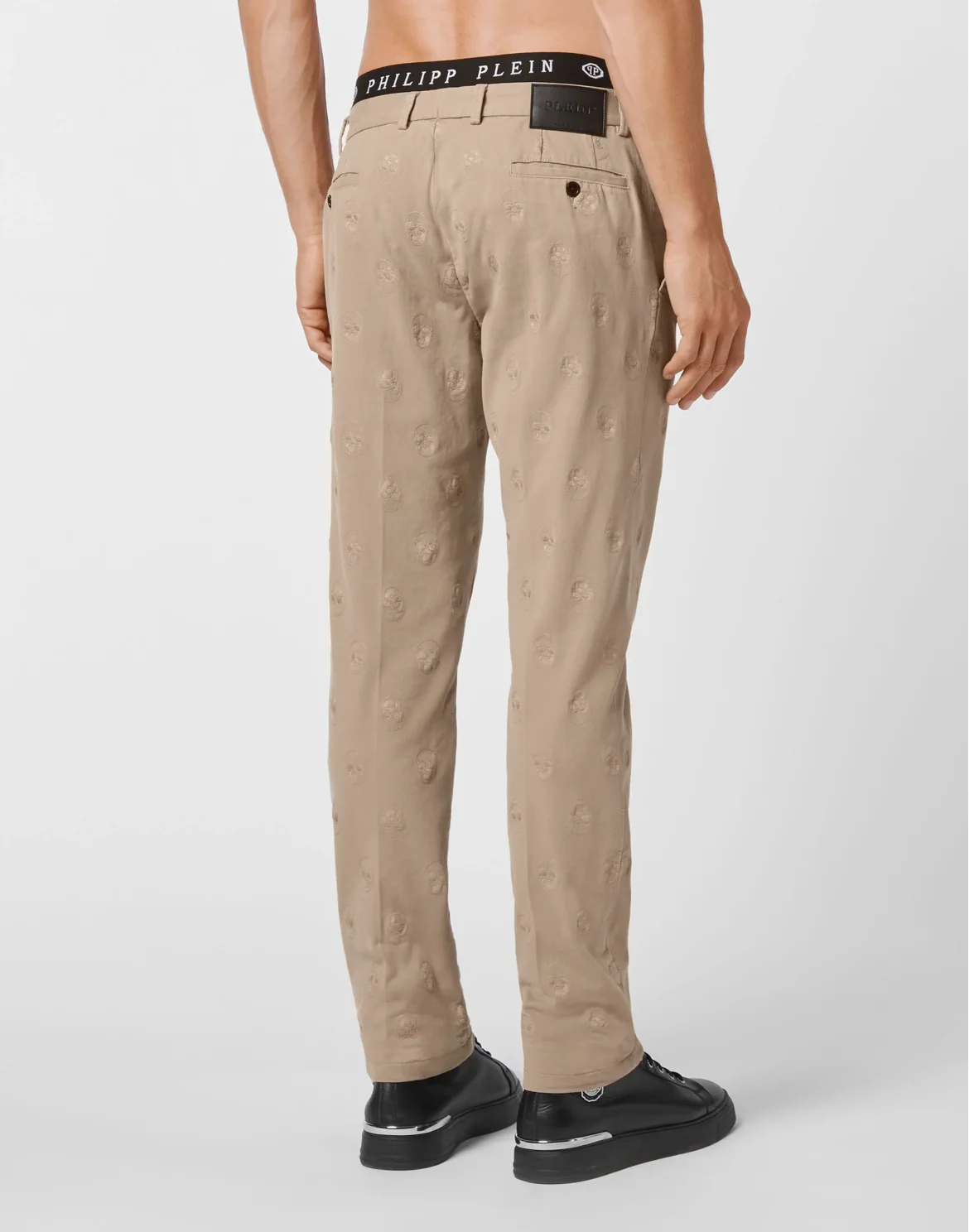Long Trousers Embroidery Skull, цвет: Бежевый