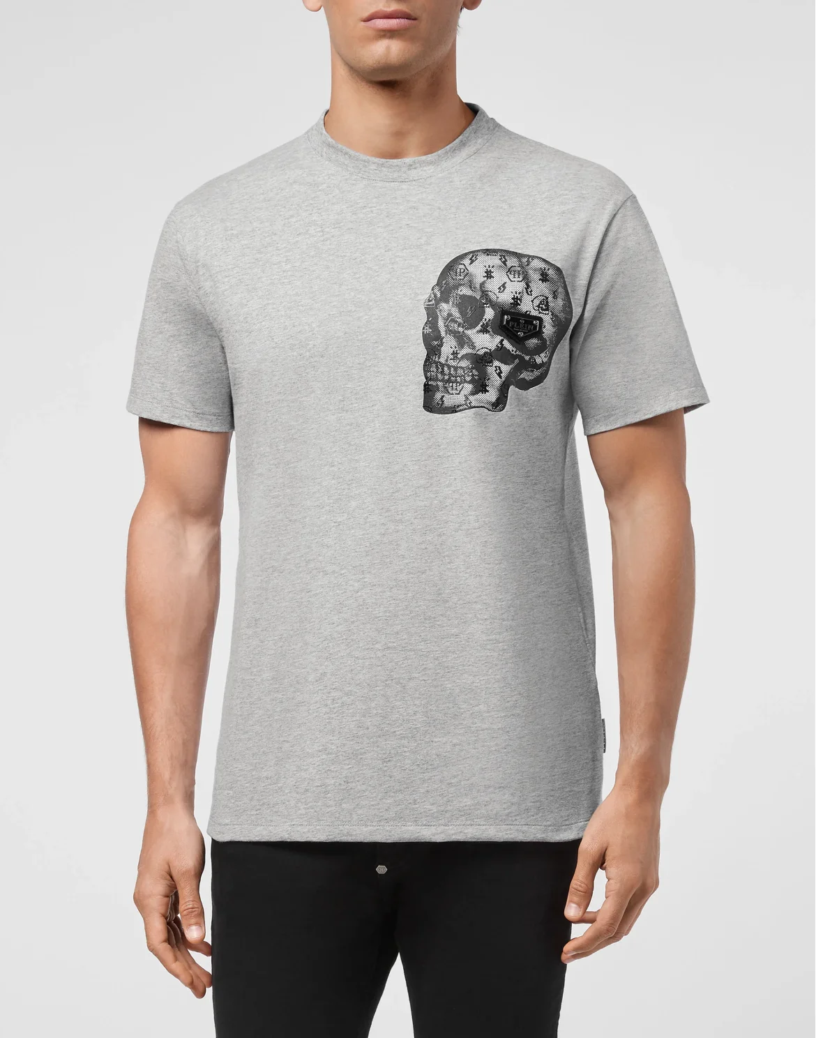 T-shirt Round Neck SS print Skull, цвет: Серый