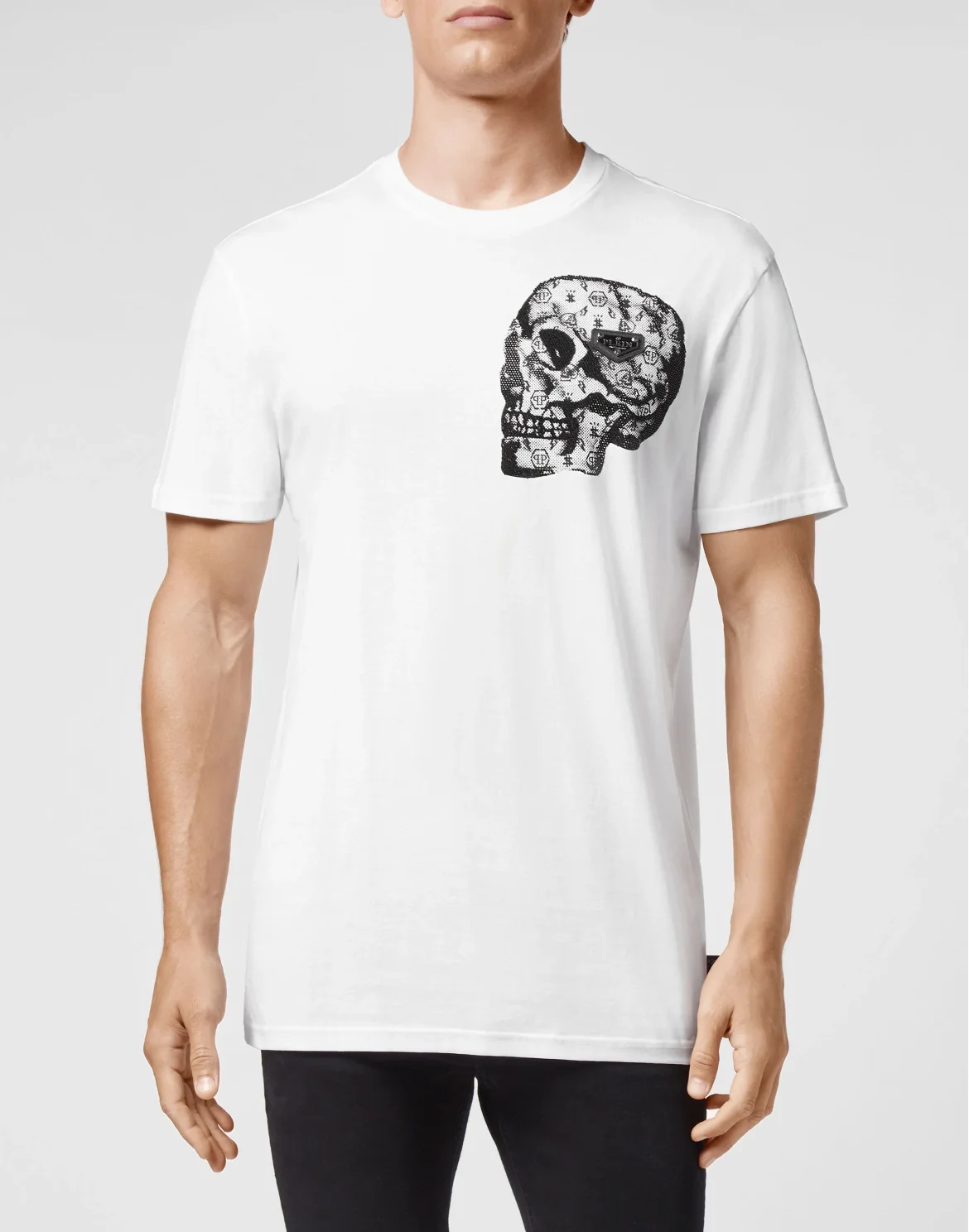 T-shirt Round Neck SS stones Skull, цвет: Белый