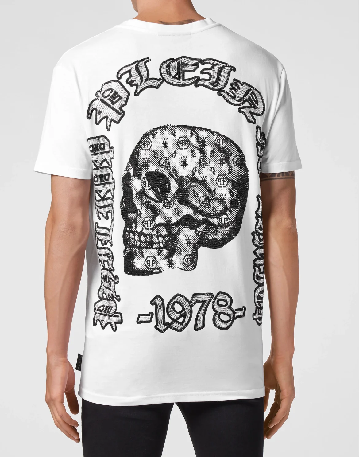 T-shirt V-Neck SS stones Philipp Plein No Limit$, цвет: Белый