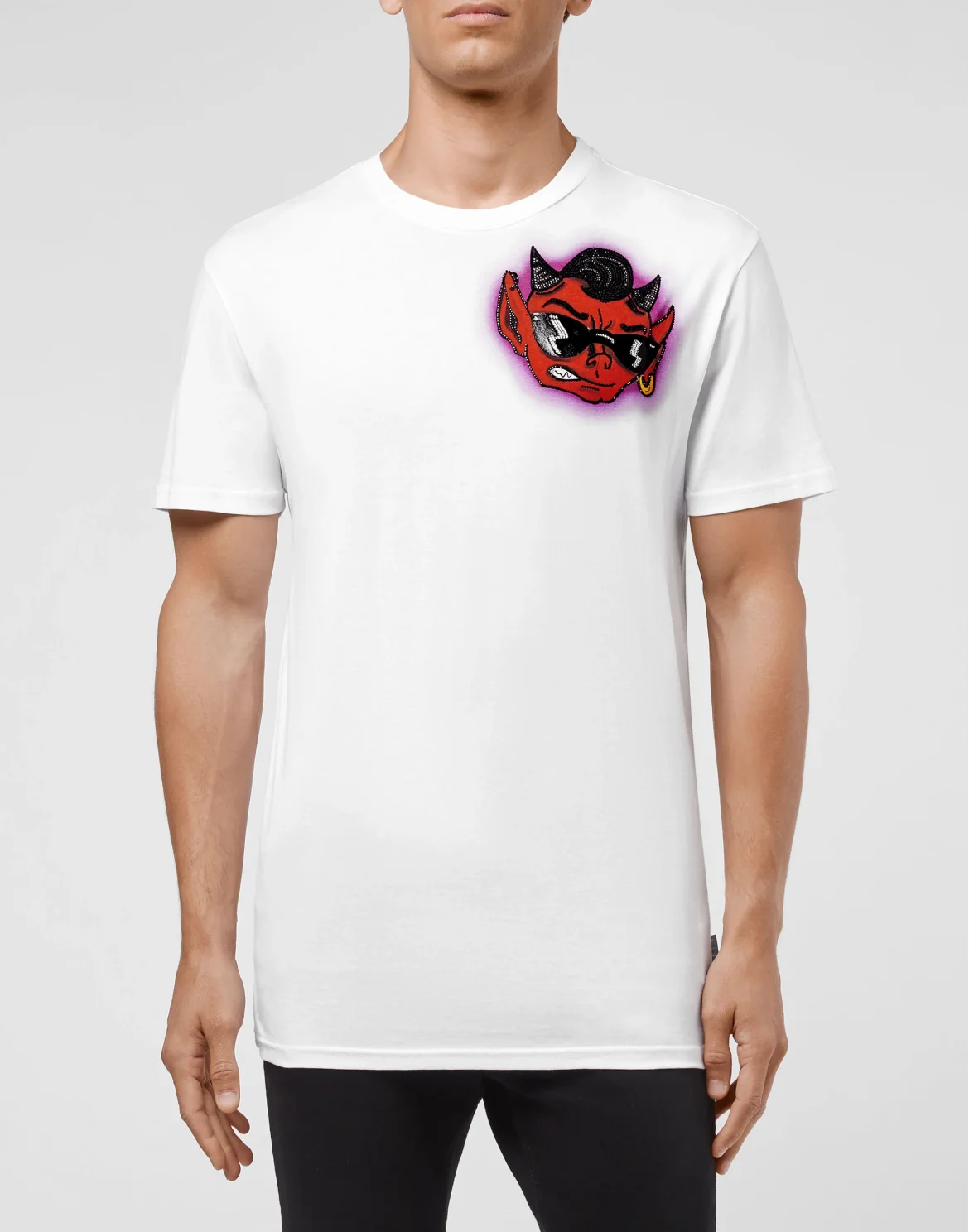 T-shirt Round Neck SS stones Bad Devil, цвет: Белый