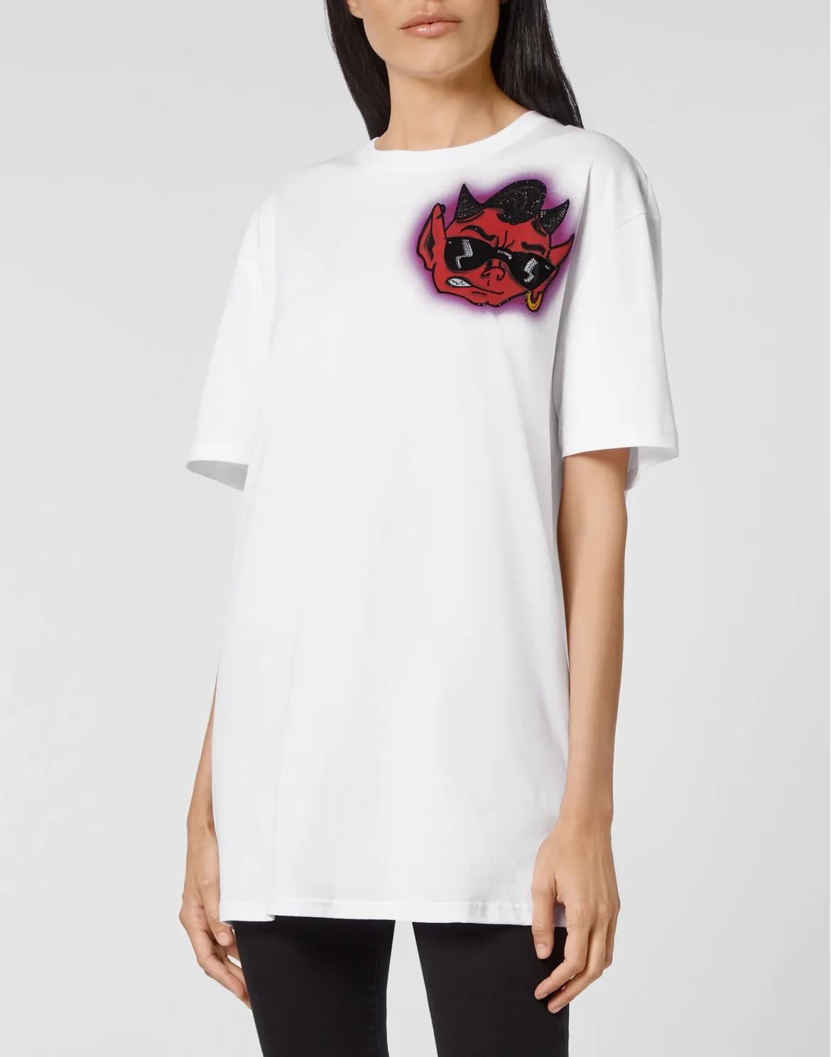 T-shirt Round Neck SS stones Bad Devil, цвет: Белый