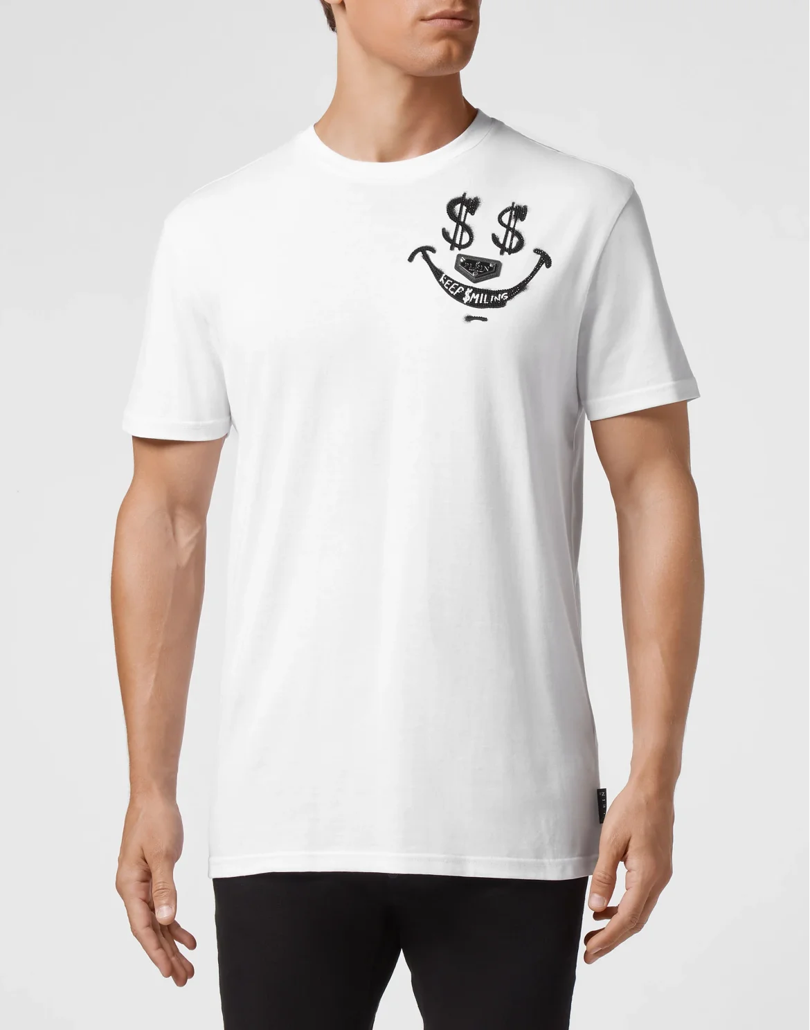 T-shirt Round Neck SS stones Keep $miling, цвет: Белый