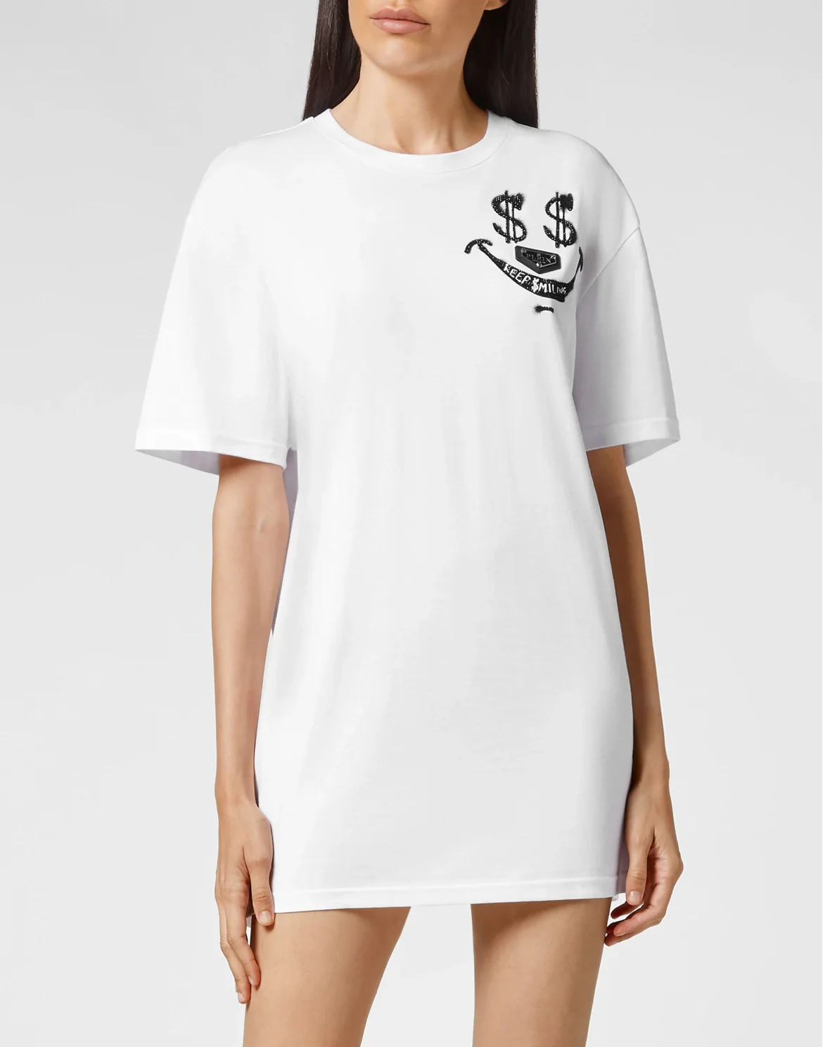 T-shirt Round Neck SS stones Keep $miling, цвет: Белый